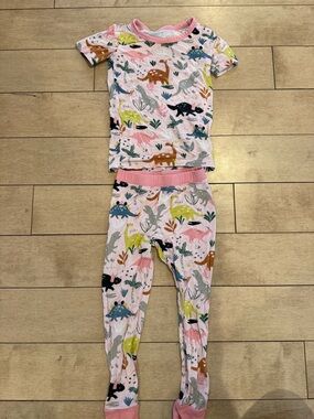 Little Sleepies Toddler Pink Dinosaur Print Pajama Set